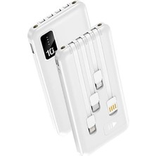 Vera Concept Store 10000 Mah Powerbank, Dahili Çoklu Kablolu, LED Işıklı, Taşınabilir Şarj Aleti, Siyah