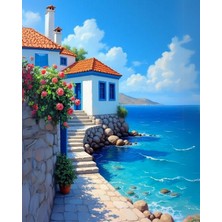 Vera Concept Store Sayılarla Boyama Numaralı Tuval Seti Fırça Boya Dahil 40X50CM Akdeniz Evleri