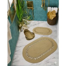 Vera Concept Store 4'lü Jüt Banyo Paspas Takımı ve Sepet - Kaymaz Taban, Süper Emici, Makinede Yıkanabilir, Doğal Hasır Görünümlü Dekoratif Banyo Paspası (50X80 cm & 40X