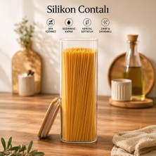 Vera Concept Store 12'li Kare Bambu Ahşap Kapaklı Cam Kavanoz Seti – 1900 Ml, 1250 Ml, 750 ml Erzak & Baharatlık