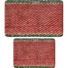 Vera Concept Store Sevimli Tasarımlı Mikrofiber 2'li Takım Banyo Paspası, Kaymaz Taban, Makinede Yıkanabilir (40X60_50X80)