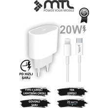 Vera Concept Store 20W Pd Qc 4.0 Destekli Type-C Çıkışlı Adaptör + Type-C To Lightning Kablo Hızlı Şarj Seti MT1703 Beyaz ile Uyumlu