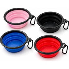 Vera Concept Store Katlanabilir Mama ve Su Kabı - Köpek ve Kedi Seyahat Kabı - Karabinalı Taşınabilir Silikon Mama Kabı - Kamp Yürüyüş ve Seyahat Için Pratik Evcil Hayva