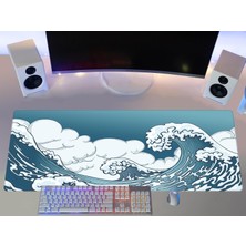 Vera Concept Store Gamer Mouse Pad 90X40 Mouse Pad Xxl Büyük Oyuncu Mousepad (Blue Wave, 90X40 cm 3mm Kalınlık)