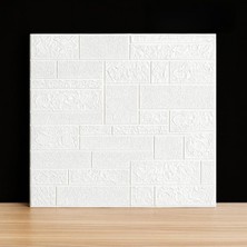Vera Concept Store Tetik 6 Adet 70X70CM Beyaz 3D Dekoratif Kendinden Yapışkanlı Esnek Taş Ev Tuğla Kesme Taş Köpük Duvar, Beyaz, 70 x 70