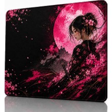 Vera Concept Store Baskılı Dijital Tasarımlı Oyuncu Mouse Pad, Kaymaz Taban, Dikişli Gaming Mouse Pad Sakura Moon 50X40 cm