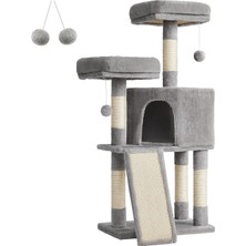Vera Concept Store PCT141W01 Kedi Tırmalama Ağacı, Kedi Için, Yumuşak Pelüş, 115 Cm, Tamamen Sisal Sarılı Sütun, Açık Gri