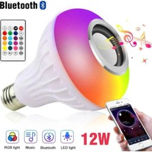 Vera Concept Store Bluetooth Hoparlör Ampul Rgb LED Işikli 12W LED Lamba Uzaktan Kumandali Müzik Çalar Beyaz