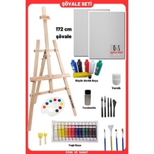 Vera Concept Store Lüks Resim Başlangıç Seti 2-Şövale (Şövalye), Tuval (Tual Seti), Ressam Akrilik Yağlı Boya Seti