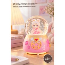 Yenilig 3 Adet Kar Küresi – Sevimli Kız Işıklı Müzikli Orta Boy, Cam Fanus ve Polyester Gövde, Dekoratif Snow Globe Musical Lighted