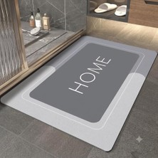 Vera Concept Store Banyo Paspası Süper Su Emici Kaymaz Tabanlı Dikdörtgen Diatomit Paspas 60X40CM Gri