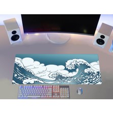 Vera Concept Store Gamer Mouse Pad 70X30 Mouse Pad Xl Büyük Oyuncu Mousepad (Blue Wave, 70X30 cm 3mm Kalınlık)