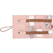 Vera Concept Store Hakiki Deri Kablo Düzenleyici ve Organizer - Seyahat Kablosu Düzenleyici (Pembe)