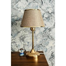 Vera Concept Store Bohhem Royal Gold Metal Ayaklı Abajur Kumbeji Altın Şeritli Kumaş Başlık Yatak Odası Abajur Salon Masa Lamb Kumbeji