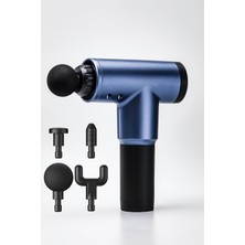 Vera Concept Store 6 Kademeli Masaj Tabancası Sporcu Masaj Aleti 4 Başlıklı Titreşimli Kas Masaj Cihazı Mavi H320