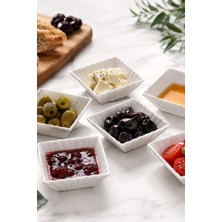 Vera Concept Store Mini Kare Kahvaltılık Kase 6'li Set – 7x7 cm Porselen Çerezlik Sosluk Sunum Kasesi