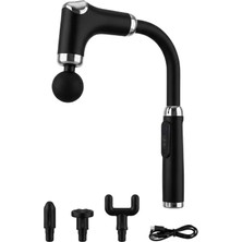 Vera Concept Store Shopexxtra Uzatmalı Masaj Tabancası 120° Kavisli Uzun Saplı, 3 Program 6 Hız, 4 Başlıklı, USB Type-C Şarjlı Kablosuz Masaj Aleti