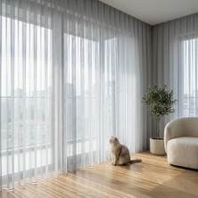 Vera Concept Store Pati Dostu Tül Perde, Siparişe Özel Dikim | Kedi ve Köpekli Evler Için Tırnağa Dayanıklı, Kendini Toparlayan | Salon ve Yatak Odası | Açık Gri, 180 x