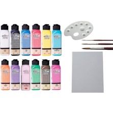 Vera Concept Store Akrilik Boya Seti, 12 Renk, 140 Ml, Fırça, Tuval ve Palet