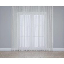 Vera Concept Store Fabric Design Folded Keten Plus Ekru Tül Perde 300 x 170 - Sık Pile (1 x 3)