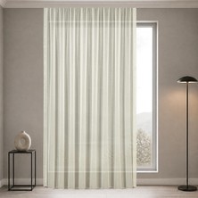 Vera Concept Store Fabric Design Lüks Ipeksi Dokulu Simli Bambu Kırışmaz Ütü Gerektirmez Krem 200 x 250 Normal Pile (1 x 2.5) Yüksek Kaliteli Tül Perde