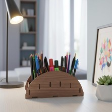Vera Concept Store Arc 5 Gözlü Masaüstü Ahşap Organizer Kalemlik- Takı Makyaj Çok Amaçlı Organizer (Ceviz)