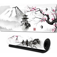 Vera Concept Store Zen Xxl Mouse Pad 90X40 Cm, Büyük Masa Matı, 3 mm Dikişli Kenar, Kaymaz Kauçuk Taban, Gaming Mousepad – Fuji Sakura