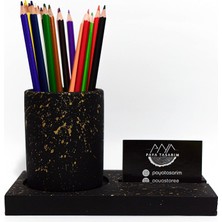 Vera Concept Store Payatasarım Beton Ofis Seti Kalemlik Tabanlık(Kartvizitlik/telefon Tutucusu) Siyahgolddetay PAYANM61