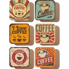 Vera Concept Store Retro Kahve Vintage 6lı Ahşap Bardak Altlığı Seti