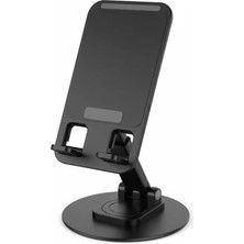 Vera Concept Store Ayarlanabilir Masaüstü Telefon ve Tablet Standı – Kaymaz Silikon Destekli, Yükseklik ve Açı Ayarlı, Katlanabilir Metal Tutucu, Evrensel Uyumlu, Siyah
