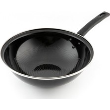Vera Concept Store Karbon Çelik Wok 34 Cm, Geleneksel El Dövülmüş Wok, Çin Wok Yuvarlak Alt Wok Tava, Yapışmaz Wok (32 Cm)