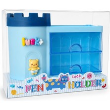 Vera Concept Store Kawaii Kale Tasarımlı Masaüstü Organizer Kalemlik | Çekmeceli Kalemlik Düzenleyici | Pastel Desk Organizer (Mavi)