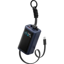 Vera Concept Store Compac Arc 45 Dijital Göstergeli 10.000 Mah Dahili Type-C Kablolu 45W Şarj Çıkışlı Pd Hızlı Şarj Powerbank - Mavi