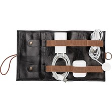 Vera Concept Store Hakiki Deri Kablo Düzenleyici ve Organizer - Seyahat Kablosu Düzenleyici (Siyah)