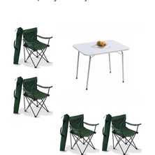 Vera Concept Store 60X80 Katlanır Beyaz Masa+ 4 Adet Yeşil Rejisör Sandalyesi Katlanır, Sandalye Piknik Plaj Sandalyesi
