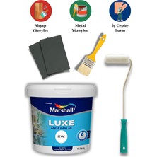 Vera Concept Store Luxe Aqua Parlak Su Bazlı Akrilik Dönüşüm Boyası 0,75 Lt Ahşap ve Metal Boya Seti Zımpara Rulo Fırça,beyaz