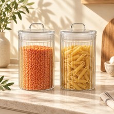 Vera Concept Store 2'li 1400 ml Line Cam Kavanoz Seti Sızdırmaz Kapaklı Saklama Kabı