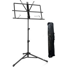 Vera Concept Store Profesyonel Metal Nota Sehpası, Elektrostatik Toz Boyalı Metal Alaşım, Mat Siyah, Katlanabilir, Tripod