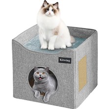Vera Concept Store Iç Mekan Kedileri Için Kedi Yatağı, Katlanabilir Kedi Hideaway Çift Katlı Kedi Evi, Çizik Plakalı Kedi Evi, Çıkarılabilir Kedi Malzemesi ve 1-2 Kedi I