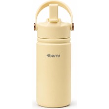 Vera Concept Store 350 ml Kulplu Pipetli Çelik Termos Bardak – Bpa Free, Taşınabilir Mini Termos, Krem Renk