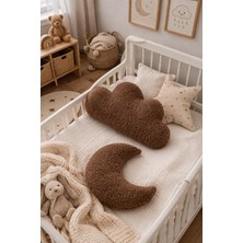 Vera Concept Store Teddy Moon Ay Yastık ve Bulut Bebek Çocuk Odası Aksesuarı, 2'li Set, Kahverengi