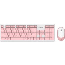 Vera Concept Store ALBC6314 Pembe/beyaz 2.4ghz 1200DPI Mouse Türkçe Q Kablosuz Klavye + Mouse Set