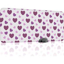Vera Concept Store Kalp Desenli Dikişli Kenar Oyuncu Gaming Mouse Pad Kauçuk Kaymaz Taban Mousepad (V5, 90X40 Xxl)