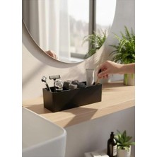 Vera Concept Store Siyah 3 Bölmeli Çok Amaçlı Masa Üstü Kısa Kalemlik Takı Makyaj Malzemesi Banyo Mutfak Organizeri Kutusu
