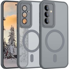 Vera Concept Store Samsung A15 Galaxy Için Kılıf Kamera Korumalı Magsafe Ile Uyumlu Kablosuz Şarj Özellikli Mat Şeffaf Renkli Telefon Kılıfı (Gri)