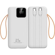 Vera Concept Store 30000MAH Powerbank, 22.5W Hızlı Şarj, Type-C ve Lightning Kablolu, Pd Taşınabilir Şarj Aleti, Beyaz