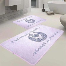 Vera Concept Store Flamingo Desen 2li Banyo Paspas Takımı (Pudra, 60X100)