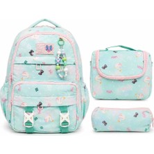 Vera Concept Store Kelebek Temalı Beş Bölmeli Ortopedik Okul Çanta Seti, Kalemlik ve Termos Beslenme Çantası, Çok Renkli, 3'lü Set