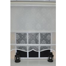 Vera Concept Store Çift Mekanizmalı Kirli Beyaz Damask Tül Perde ve Ekru Stor Perde STB45252-V01