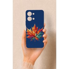 Vera Concept Store Vivo Y05 4g ile Uyumlu Renkli Yaprak Desenli Silikon Kılıf, Lacivert